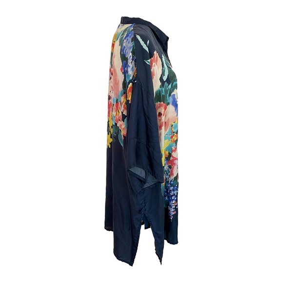 Johnny Was Malani Floral Silk Button Front Tunic Blouse Size Medium EUC - Picture 7 of 15